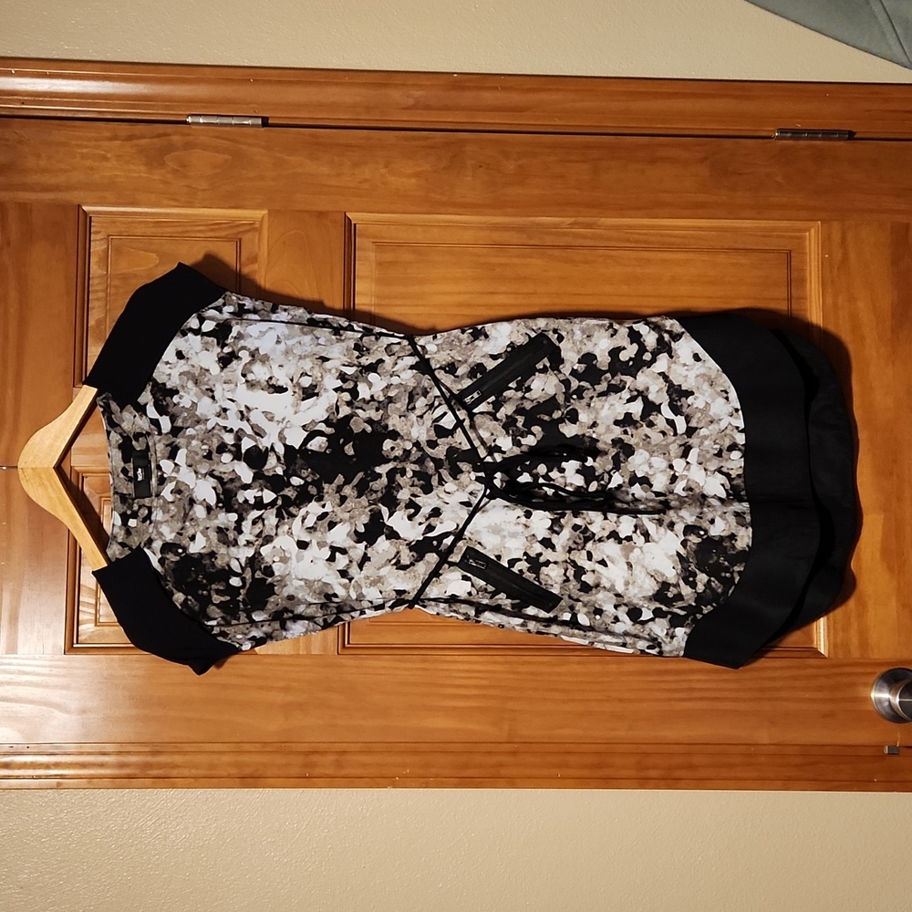 Gray and black print dress